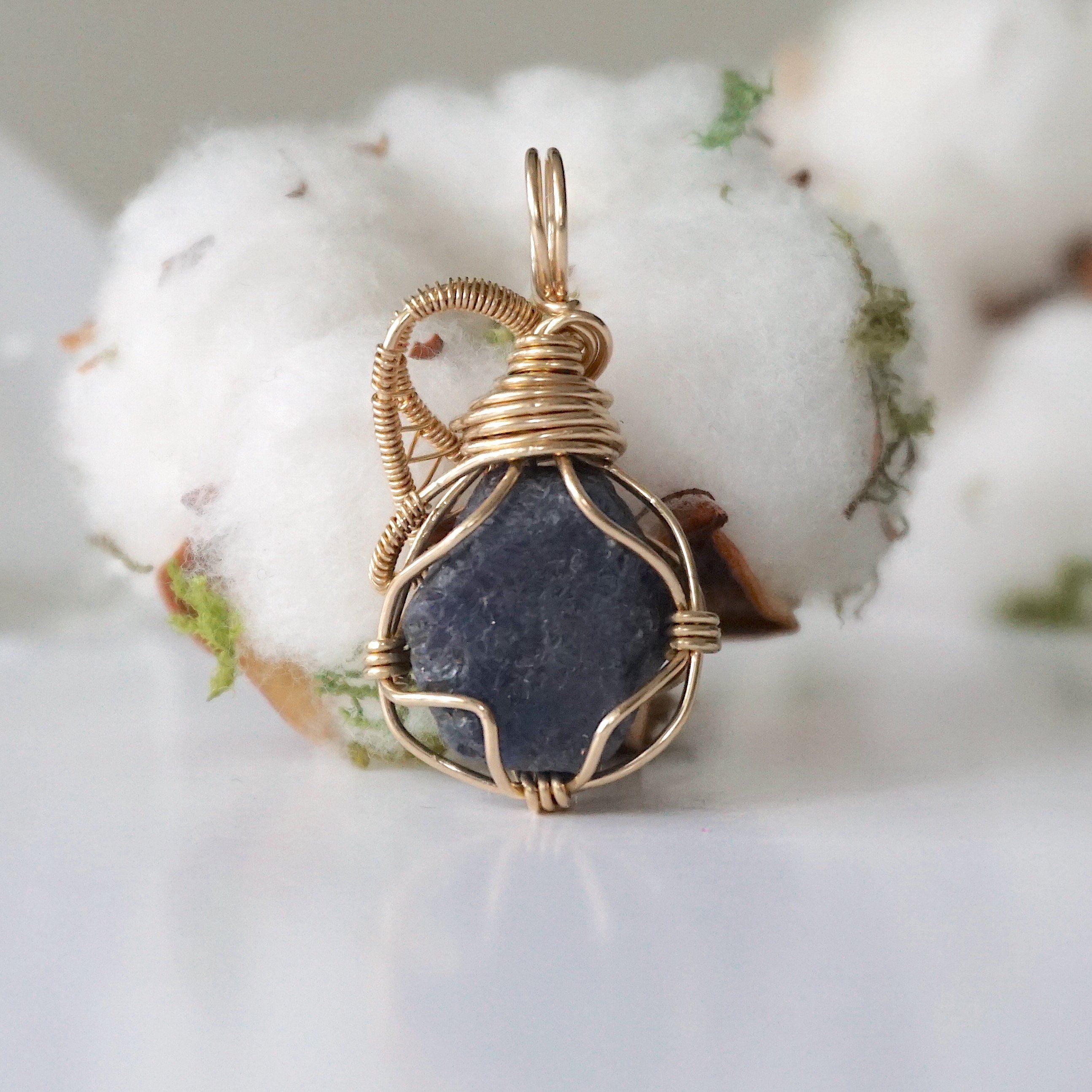 14k Gold Filled Raw Sapphire Pendant Necklace - Elegant Jewelry Gift for Women, Birthday, Anniversary & Special Occasions