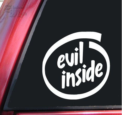 Evil Inside Vinyl Decal Sticker - White Waterproof Car Laptop Wall Decoration for Horror Fans & Halloween Party Decor