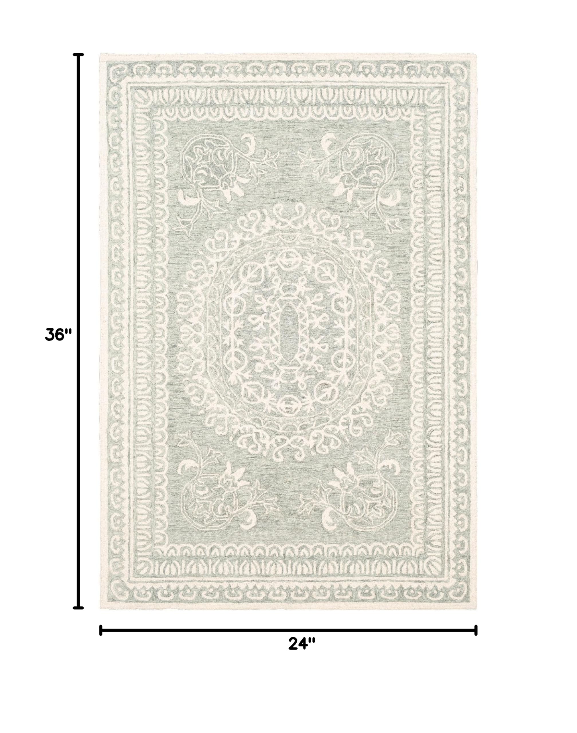 Mark&Day 2x3 Feet Wool Area Rug - Traditional Venekoten Sea Foam Design, Soft Cream Grey Carpet for Living Room, Bedroom, Kitchen - Perfect for Cozy Home Decor & High Traffic Areas (2' x 3')