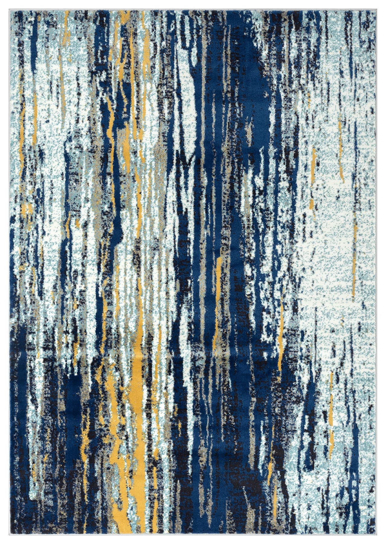 **Abani Blue & Yellow Modern Area Rug 6' x 9' – Bold Painted Pattern Accent Rug for Living Room, Bedroom & Office – Laguna Collection**