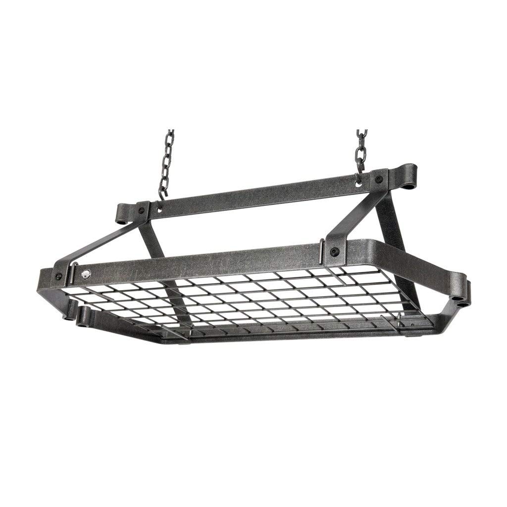 Vintage Hammered Steel Rectangle Ceiling Rack with Grid - Enclume DR5 Decor Retro Style for Kitchen Storage & Pot Rack - Perfect for Farmhouse, Rustic & Industrial Home Decor