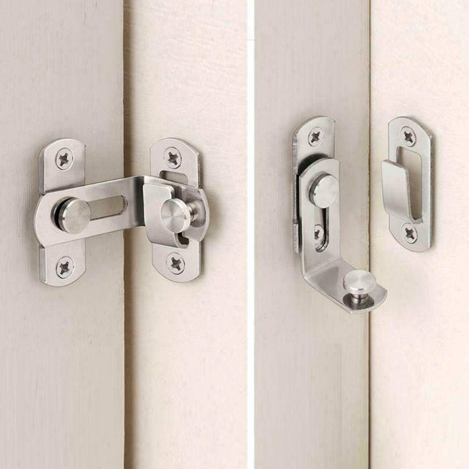 5-Pack Heavy Duty 90 Degree Stainless Steel Flip Door Latches - Brushed Finish Safety Gate Lock for Barn Doors, Pet Gates & Fences - Secure Your Home & Garden