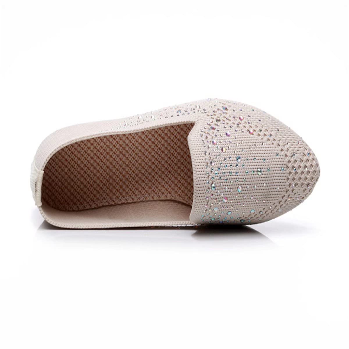 Stunning Women's Rhinestone Ballet Flats - Elegant Pointed Toe Knitted Slip-On Shoes for Casual Wear | Perfect for Office, Parties & Everyday Comfort