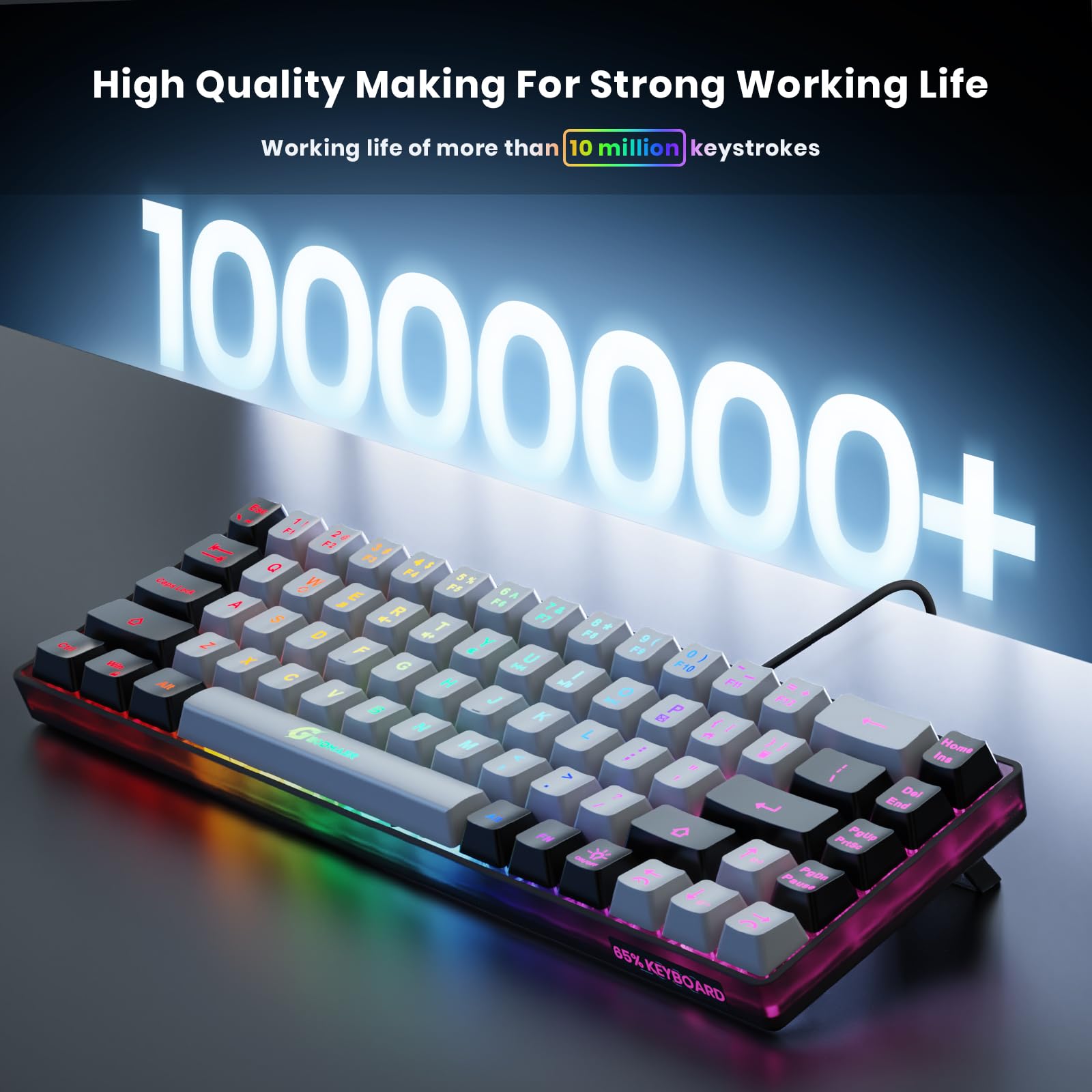 65% Wired Gaming Keyboard - Compact 68 Keys, Anti-Ghosting for PC Gamers (Office & Esports)