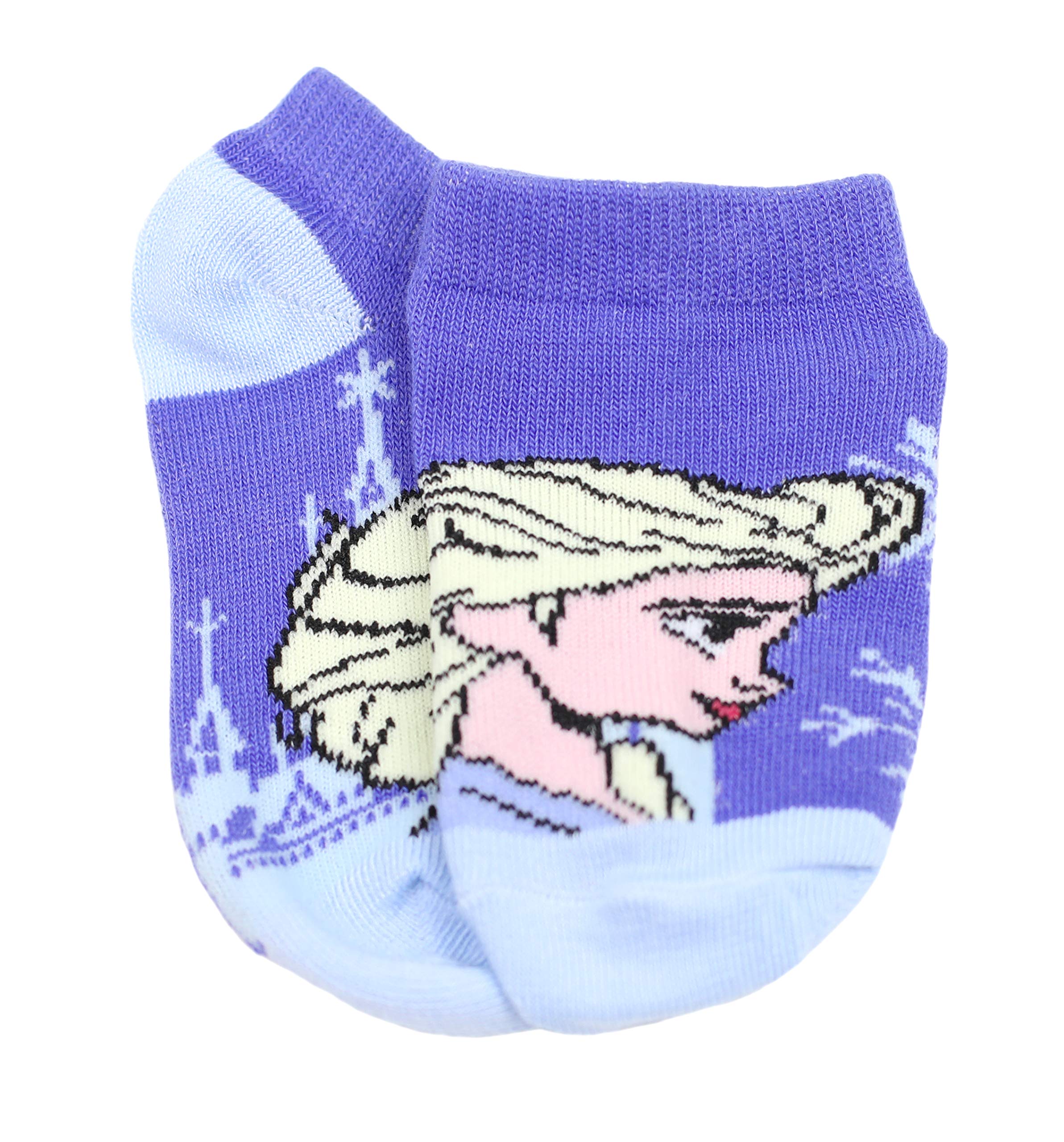 Disney Frozen Girls' No-Show Character Socks 5-Pack - Size 7-10 for Small Kids - Slate Grey - Perfect for School, Play & Everyday Wear