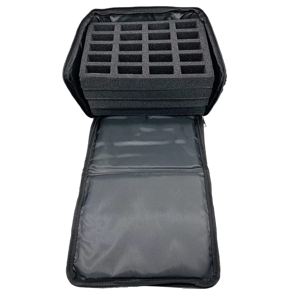 Durable Miniature Carrying Case with Foam Slots - Perfect for 28mm D&D Miniatures Storage | 4-Tray Organizer with Secure Carry Handle | Ideal for Tabletop Gaming, Warhammer, and RPG Accessories