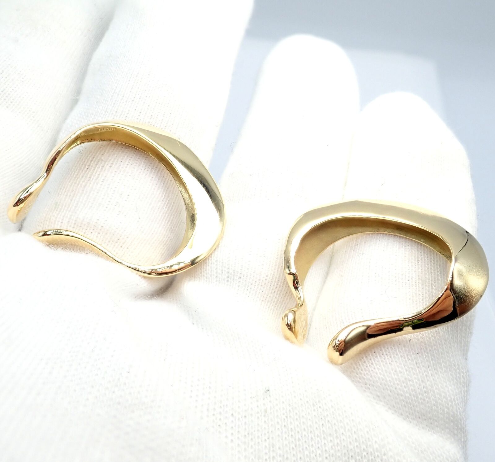 Authentic Vintage Tiffany & Co 18k Yellow Gold Peretti Lily Lobe Hoop Earrings for Women - Luxury Designer Jewelry Gift for Anniversary, Wedding & Special Occasions