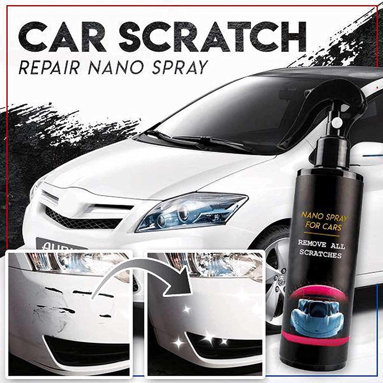 Nano Car Scratch Repair Spray - 30ml, 120ml, 250ml | Quick & Easy Car Scratch Remover, Auto Body Compound Repair Kit | Fast-Acting Solution for All Car Types | Perfect for Minor Scratches, Door Dings & Paint Touch-Ups