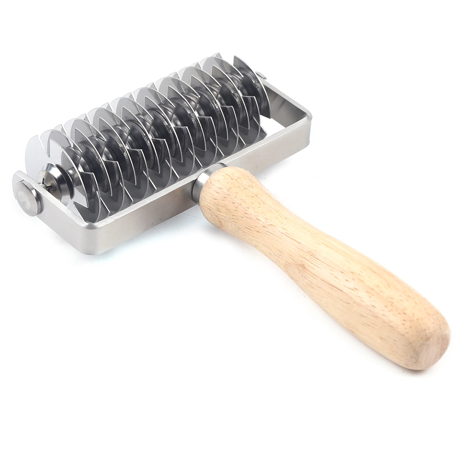 Stainless Steel Pizza Dough Roller with Wood Handle - Classic Lattice Wheel Cutter for Homemade Pizza, Cookies, and Pastries | Perfect for Baking, Cooking, and Crafting