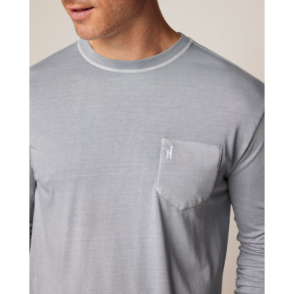 Johnnie O Brennan 2.0 Long Sleeve T-Shirt for Men - Premium Cotton Comfort Fit Steel Grey - Casual Wear, Golf, Office & Outdoor Activities