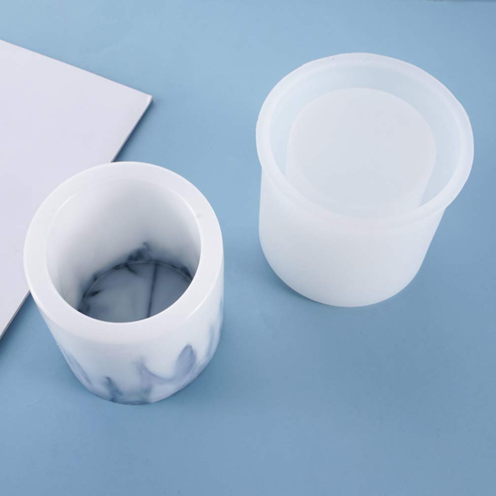 Silicone Pen Holder Molds - Resin Flower Pot & Pencil Holder DIY Craft Molds for Epoxy Crystal Makeup Brush Organizer, Fondant Molds - Perfect for Desktop Decor, Office Organization & DIY Gift Making (White)