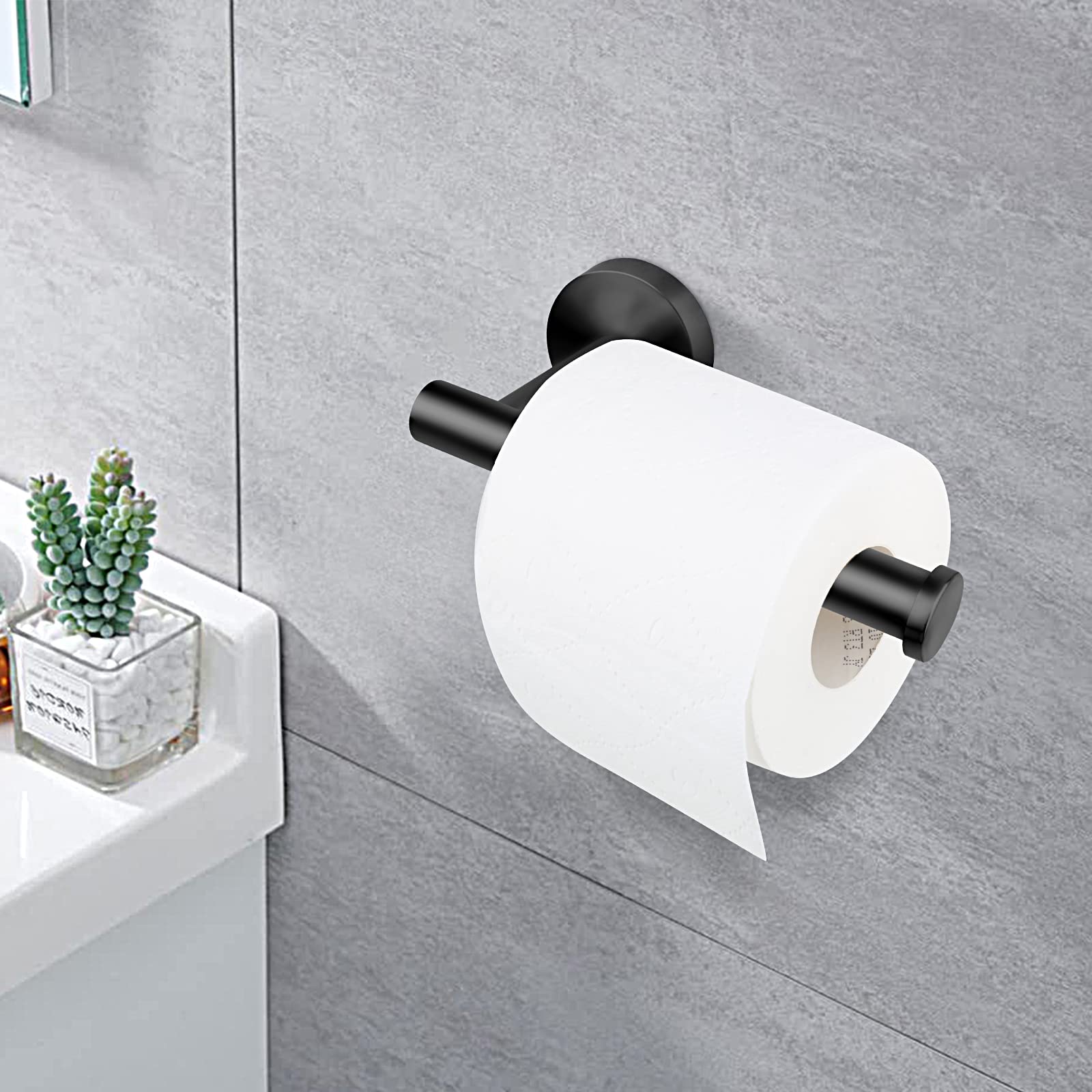 Matte Black Toilet Paper Holder - SUS304 Stainless Steel Wall Mounted Bathroom & Kitchen Toilet Roll Holder - Durable & Rustproof Bathroom Accessory for Modern Homes & Apartments