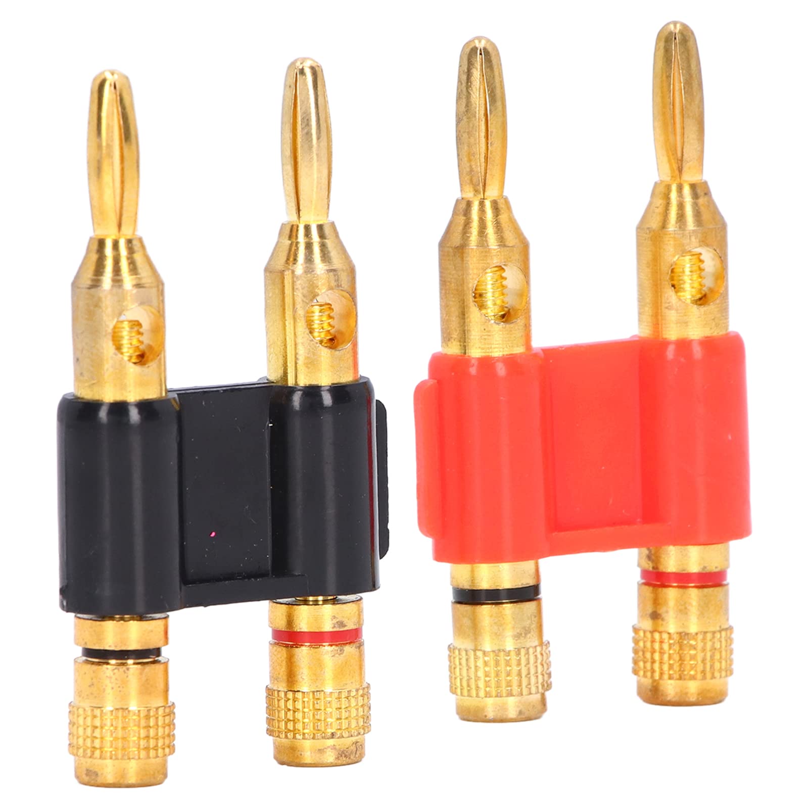 Premium Gold Plated Dual Banana Plugs - Stackable Speaker Wire Connectors for 12-18 AWG Cables - High Conductivity, Low Interference - Perfect for Home Theater, Stereo Systems & DIY Audio Projects