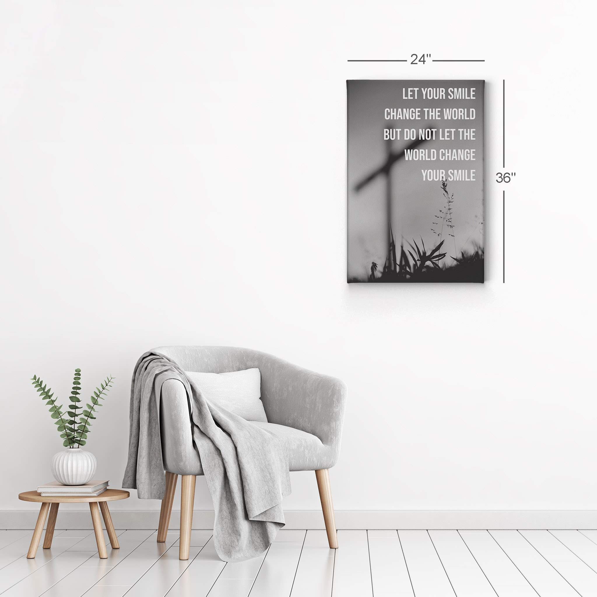 Smile Art Design Scripture Wall Art Canvas Print - Let Your Smile Change the World Bible Verse Christian Home Decor (40x30 Inches) - Perfect for Living Room, Bedroom, Church & Prayer Space - Ready to Hang Religious Gift