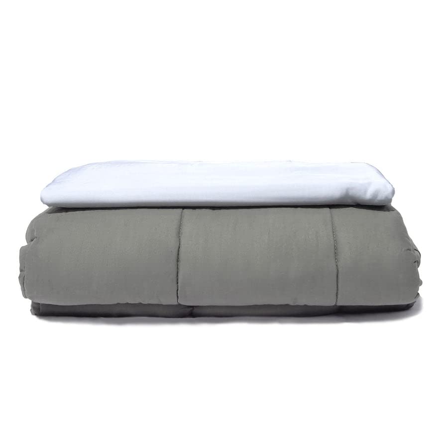 25 lbs Cooling Weighted Blanket with Soft Bamboo Duvet Cover - Heavy Blanket for Adults & Kids (King Size, White) - Perfect for Anxiety Relief, Stress Reduction and Better Sleep