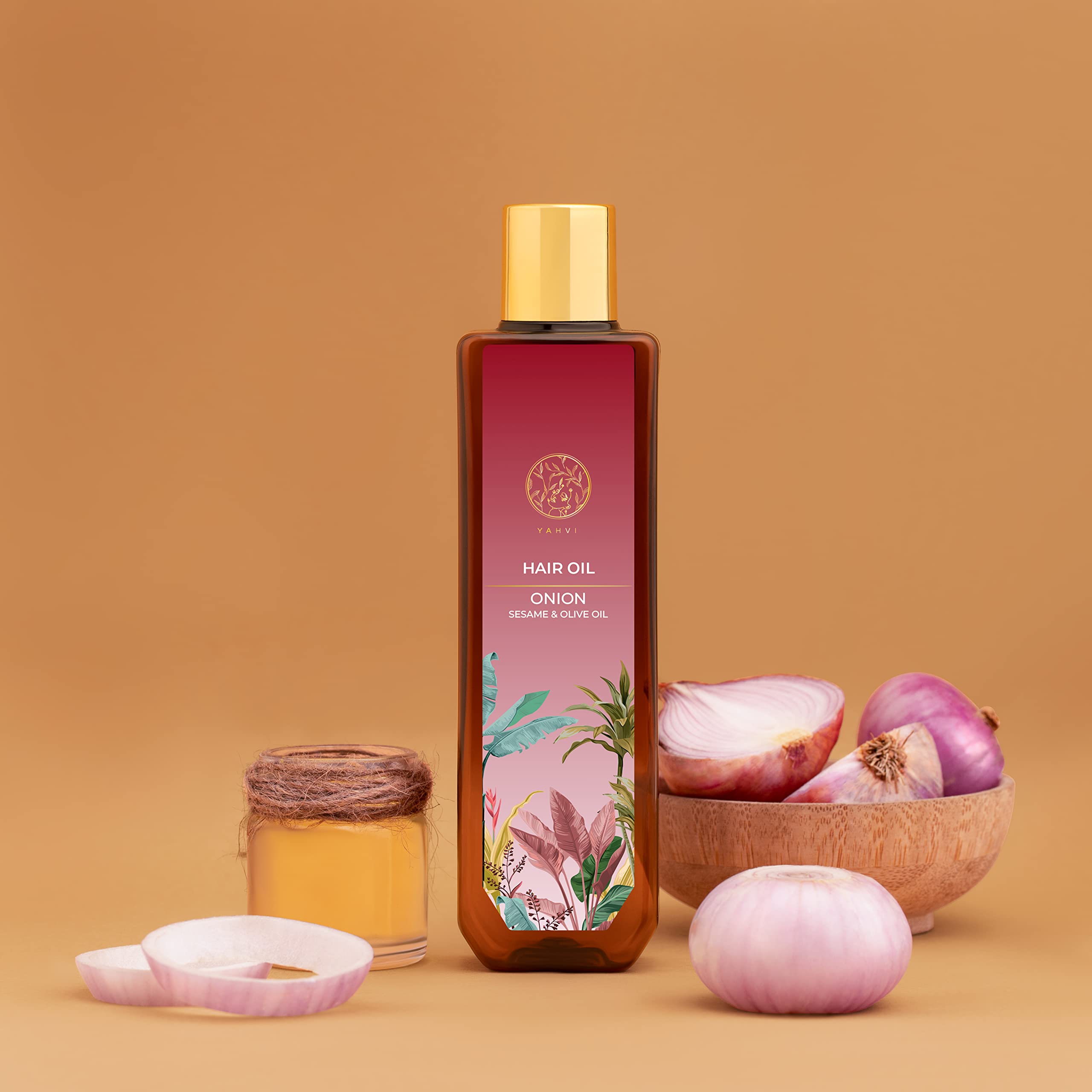 Yahvi Onion Enriched Hair Growth Oil with Sesame & Olive Oil | Anti Hair Fall Treatment for All Hair Types | Paraben-Free & Cruelty-Free | 200ml | Promotes Thicker, Stronger Hair for Daily Nourishment & Styling