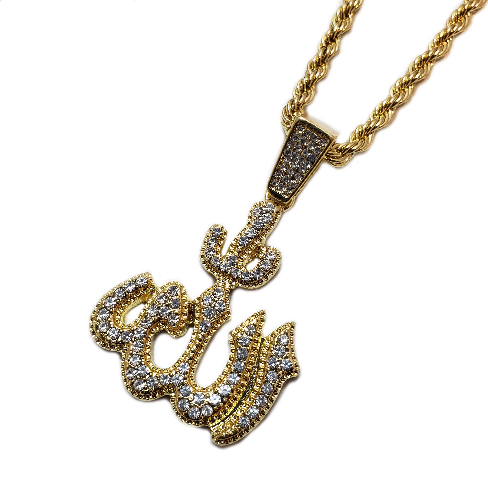 Hip Hop Iced Out Gold Plated Allah Pendant with 4mm 24