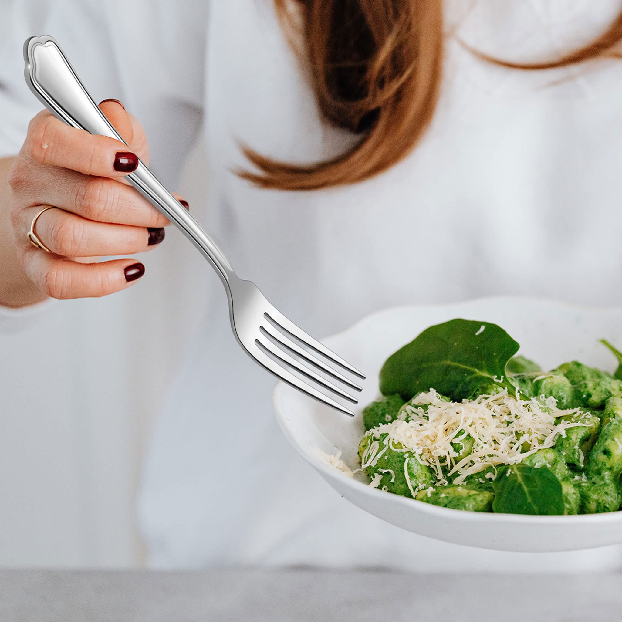 12-Piece Stainless Steel Salad Forks Set - 6.7 Inch Appetizer & Dessert Forks with Scalloped Edge, Dishwasher Safe - Perfect for Dinner Parties, Picnics, and Restaurant Use