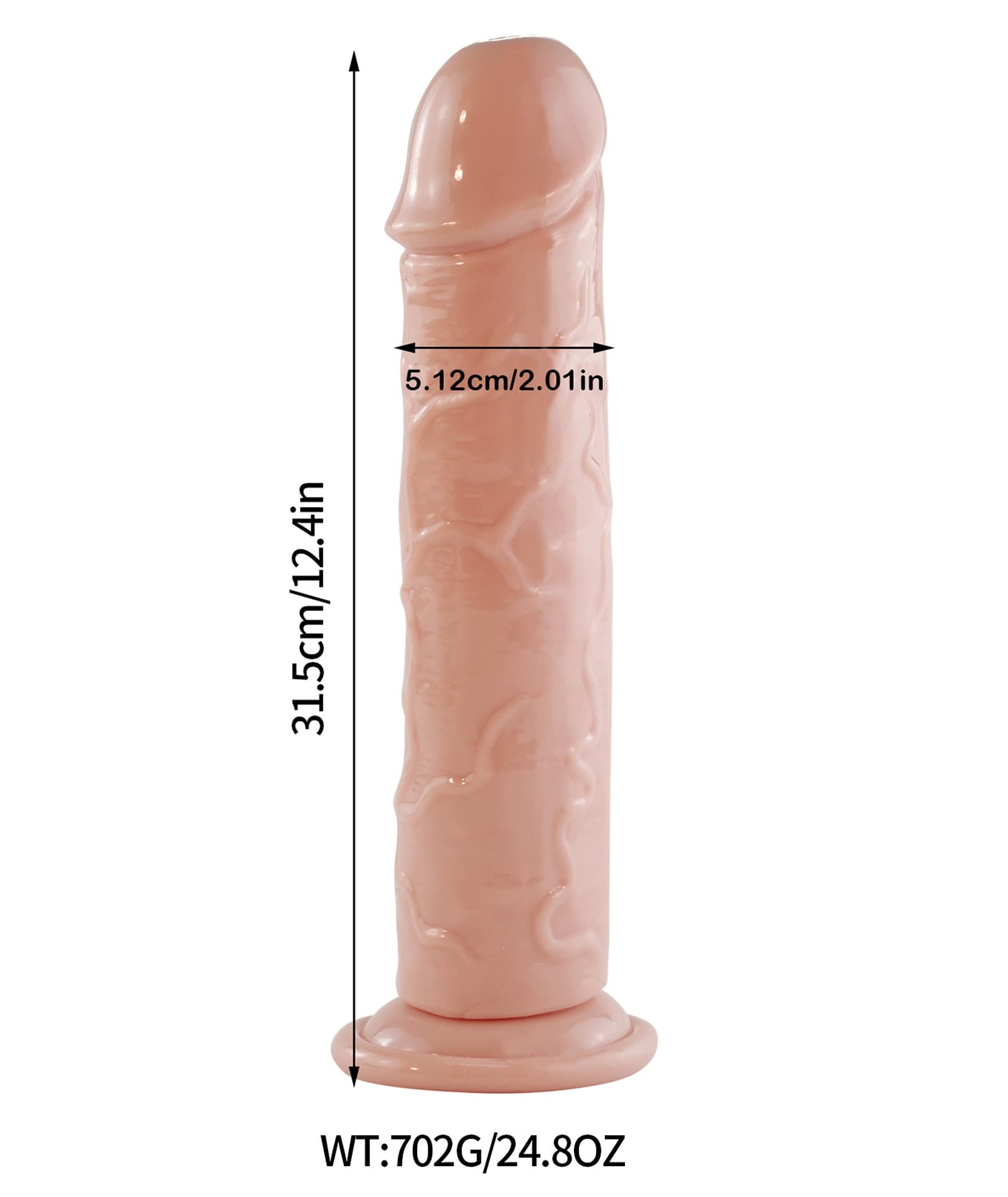 13 Inch Realistic Dildo with Strong Suction Cup - Extra Thick Anal & Vaginal Sex Toy for Women & Men - Lifelike Flesh Texture for Solo Play, Couples Fun & BDSM Scenes