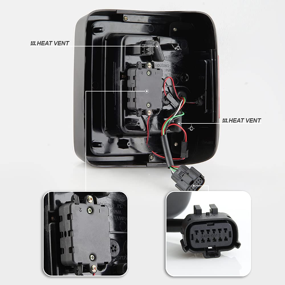 ACANII Black Housing LED Round Sequential Tail Lights for 2018-2022 Jeep Wrangler JL | Halogen Type Replacement | Enhanced Visibility & Style for Off-Road Adventures