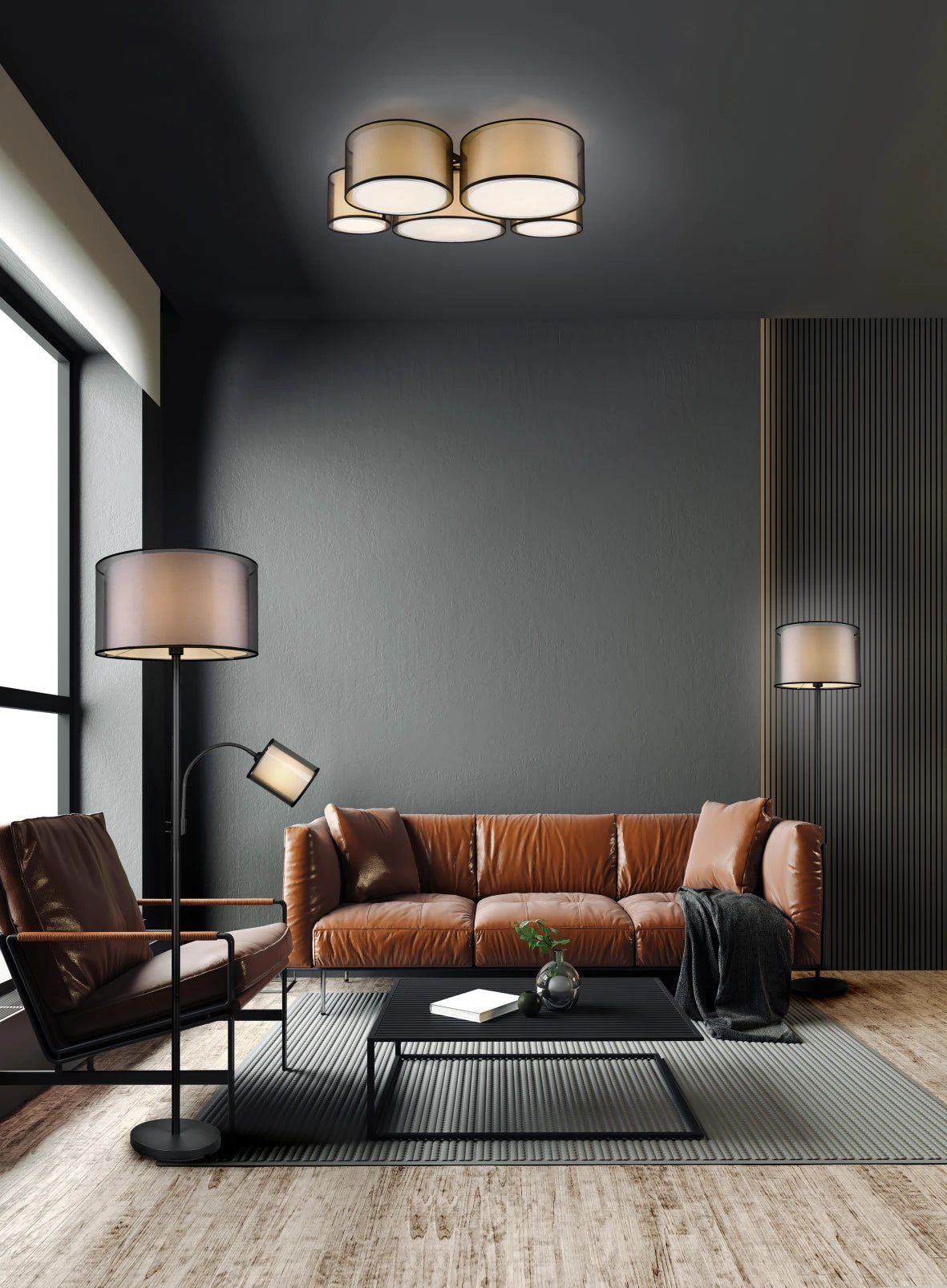 Burton Task Floor Lamp with Adjustable Reading Light - Black - Perfect for Home Office, Study Room & Bedside Lighting