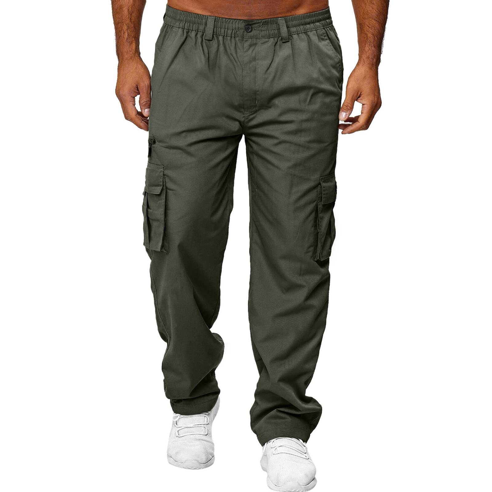 TTQVQ Men's Cargo Pants with Multiple Pockets - Straight Leg Fitness & Sports Overalls for Outdoor Activities, Hiking, Work & Casual Wear