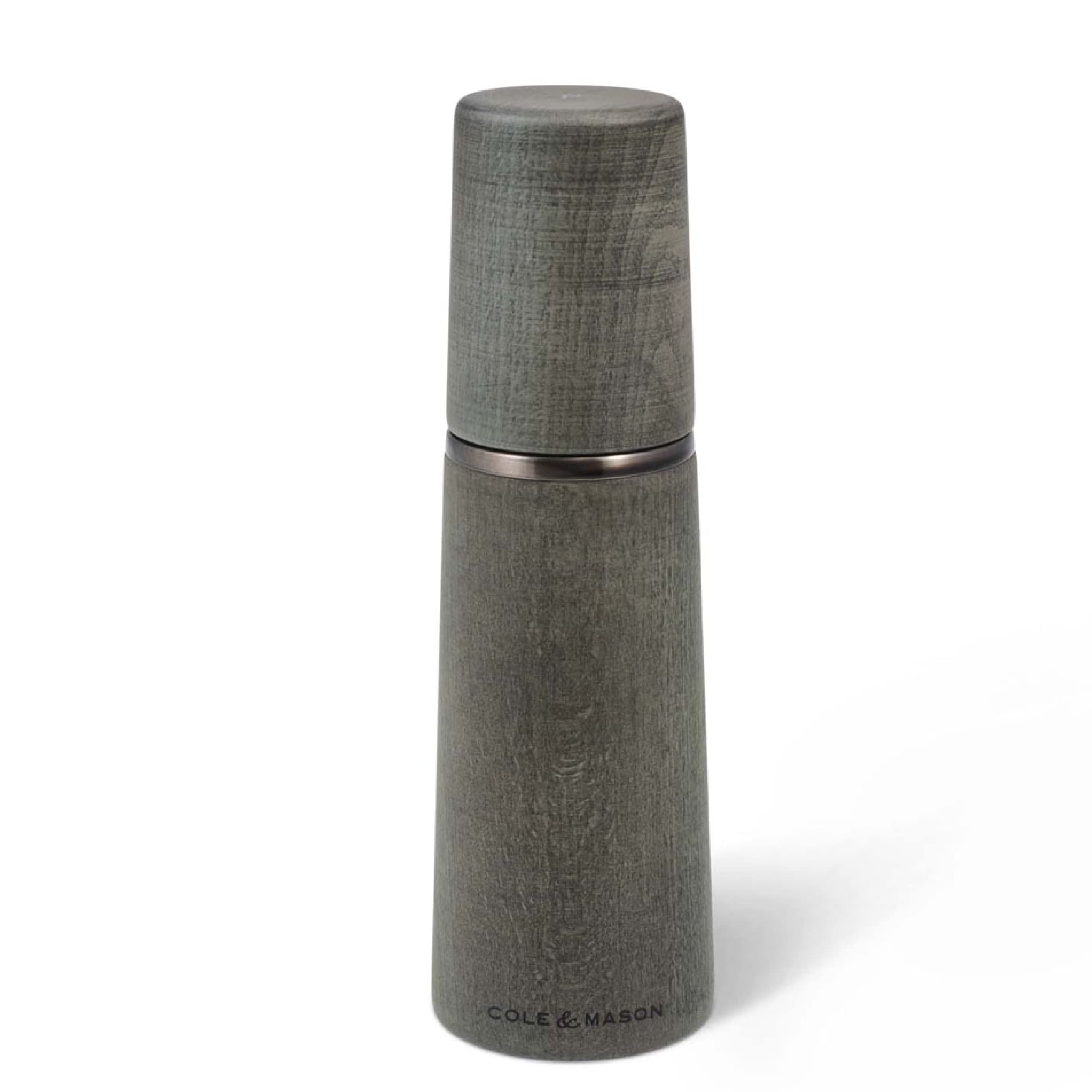 Cole & Mason Marlow Rustic Grey Wood Pepper Mill - Adjustable Peppercorn Grinder with Refillable Design - Premium Spice Grinder for Kitchen, Dining Table & Restaurant Use - Dark Grey Finish