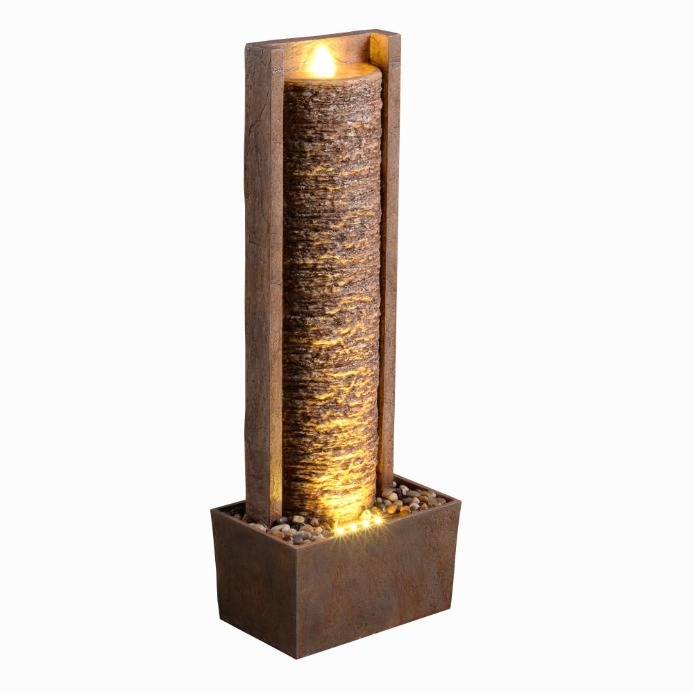 Stylish Indoor Outdoor Water Fountain - Modern Waterfall Decor for Home, Office, Garden | Perfect for Living Room, Patio, Meditation Space & Zen Decor