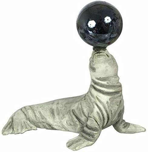 Miniature Fairy Garden Decor - Gray Seal Statue with Gazing Ball for Dollhouse & Fairy Garden Accessories | Perfect for DIY Fairy Gardens, Terrariums, and Home Decor