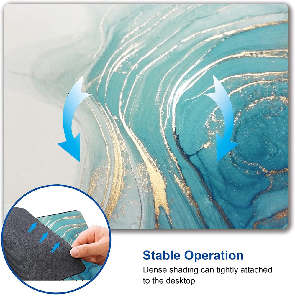 Premium Marble Mouse Pad - Non-Slip Rubber Base, Waterproof Square Mouse Mat for Office, Laptop & Gaming Desk - Blue Marbling Design for Enhanced Comfort & Precision