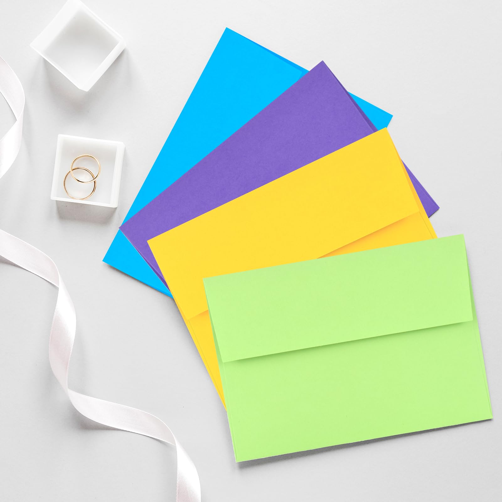 AZAZA 50 Pack 5x7 Envelopes - A7 Self Seal Multicolor Printable Invitation Envelopes for Wedding, Baby Shower, Greeting Cards | Perfect for Mailing, Stationery, and Event Planning