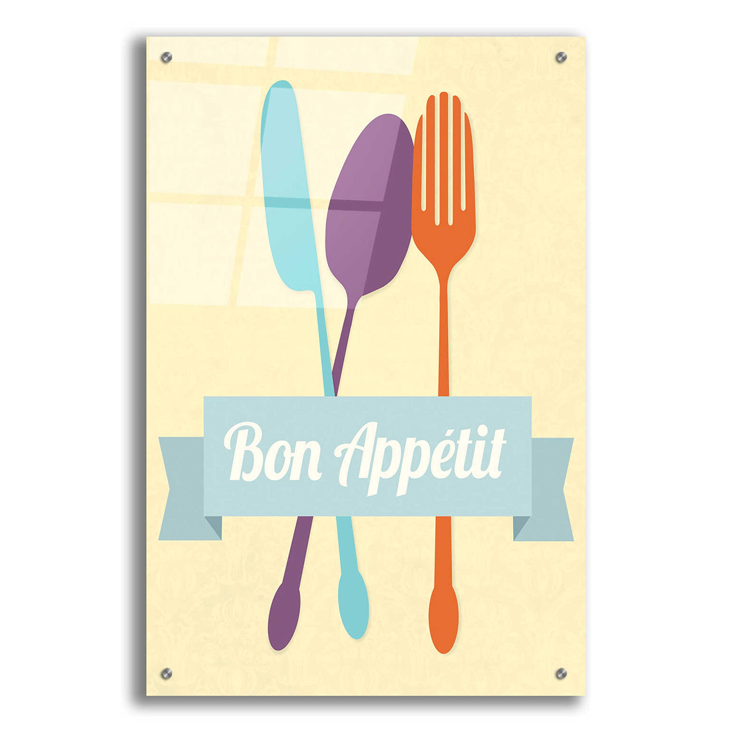 Genesis Duncan 'Bon Appetit' Acrylic Glass Wall Art - 24x36 Inch Modern Kitchen Decor - Perfect for Dining Room, Restaurant & Home Decoration