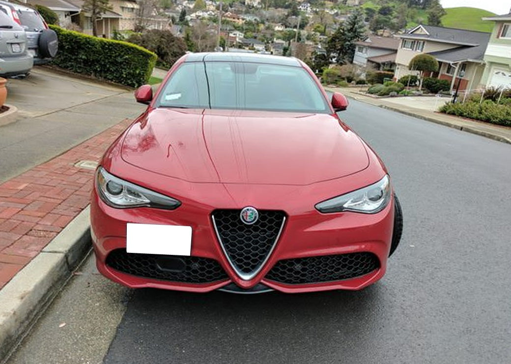 Alfa Romeo Giulia Front Bumper Tow Hook License Plate Mount Bracket - Compatible with 2017-2023 Models - Easy Installation & Durable Design - Perfect for Car Shows, Parking Regulations & Customization