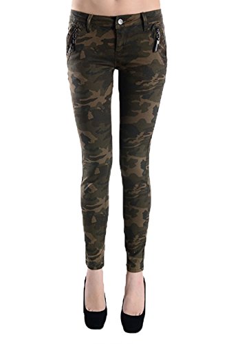 Women's Camo Print Skinny Jeans - Trendy American Bazi Stretch Denim Pants for Casual Wear & Outdoor Adventures