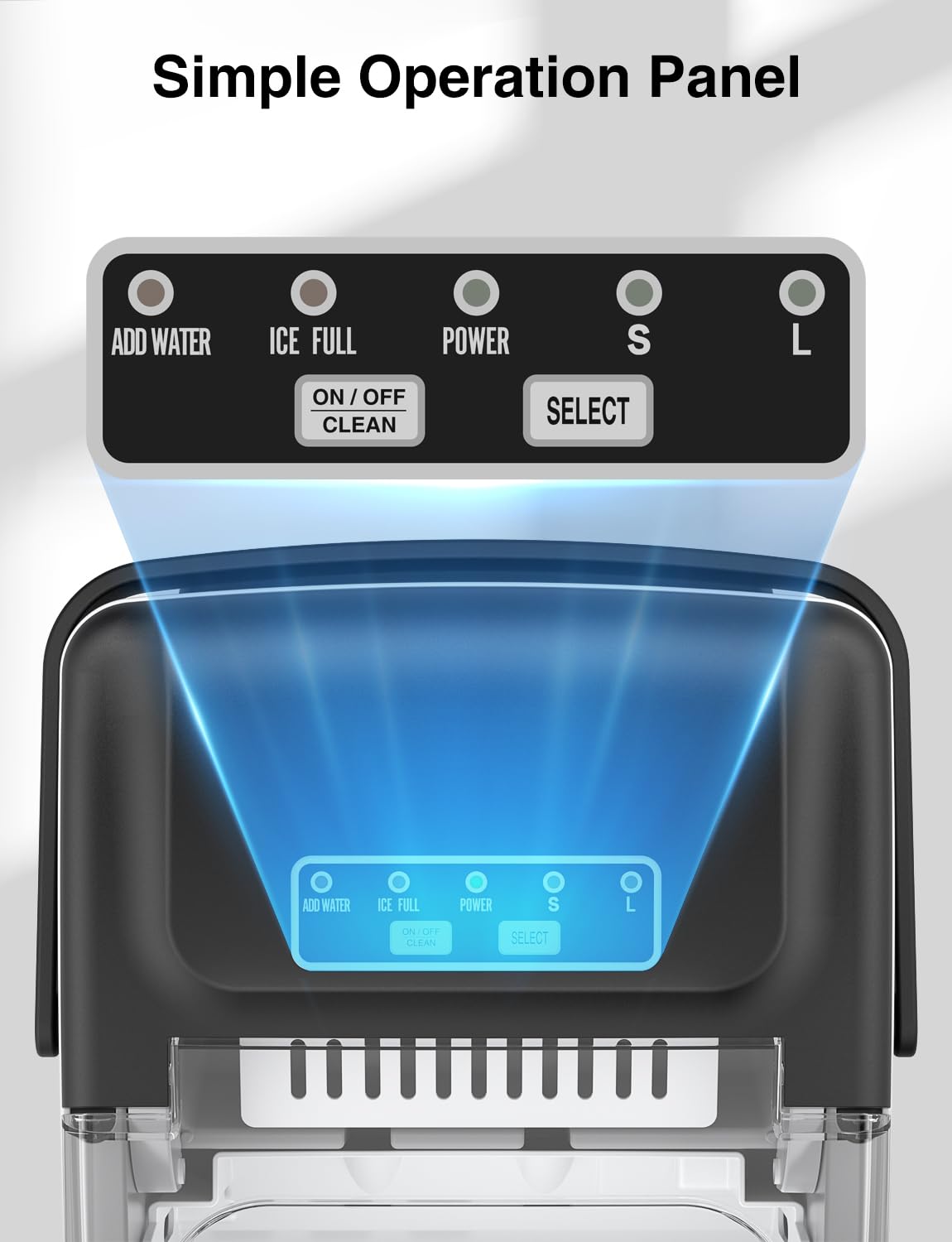 CROWNFUL Portable Countertop Ice Maker Machine - Self-Cleaning with Handle, Scoop & Basket - Makes 9 Bullet Ice Cubes in 6 Minutes, 26lbs/24H - Perfect for Home Kitchen, Office, Bar, Parties & Outdoor Gatherings