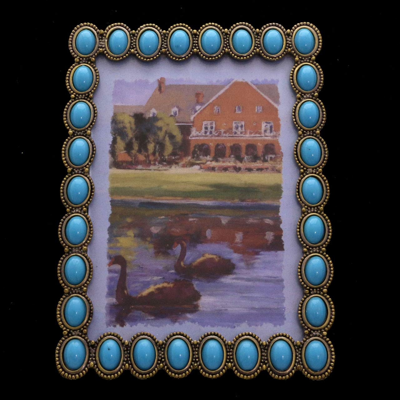 Mi Amore Blue and Bronze-Tone Picture Frame - Elegant Home Decor for Wall Display, Tabletop, and Gift Giving