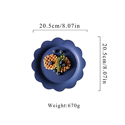 TOMYEUS 8-Inch Ceramic Dinner Plates Set of 4 - Matte Flower Design Salad, Steak & Dessert Plates - Microwave & Dishwasher Safe for Home Dining, Parties & Restaurant Use