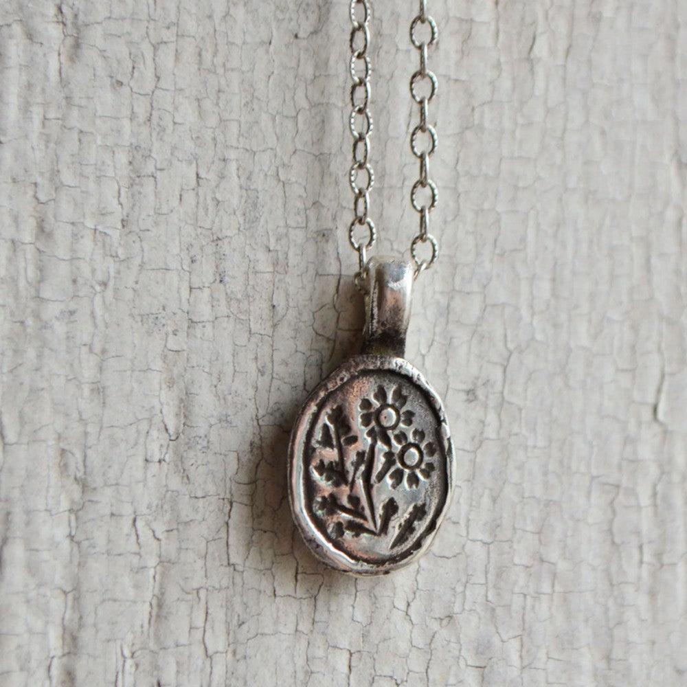Peg and Awl Botanical Necklace - Feverfew Flower Pendant for Women | Handmade Nature-Inspired Jewelry | Perfect for Boho, Vintage & Everyday Wear