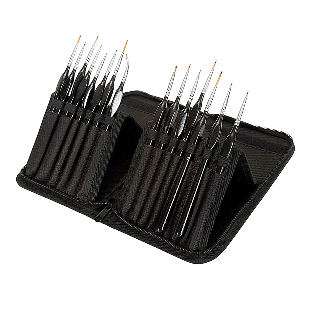 ZMDZA 15Pcs Professional Miniature Paint Brush Set - Fine Detail Painting Brushes Kit with Carrying Case for Acrylic, Oil, Watercolor - Perfect for Miniature Models, Warhammer, D&D Figurines & Fine Art
