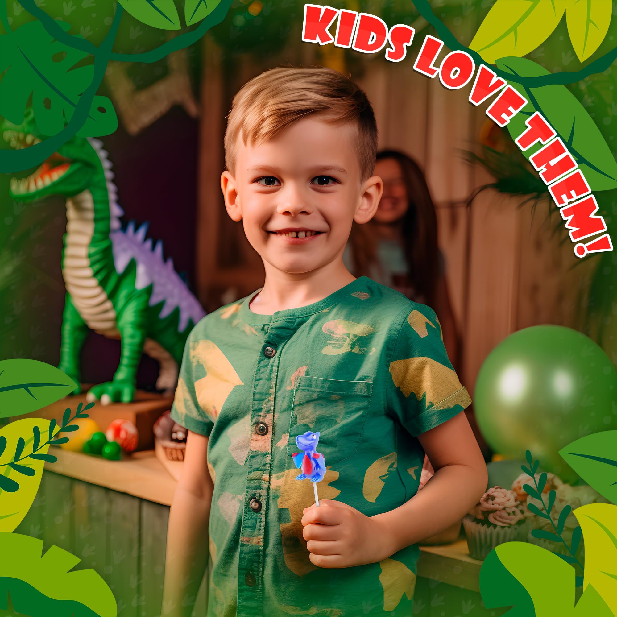Dinosaur Lollipops 12pk - Fun Dino Shaped Candy for Kids Birthday Party Favors, Dinosaur Themed Decorations & Snacks - Perfect for Jurassic Themed Events, Classroom Rewards & Halloween Treats