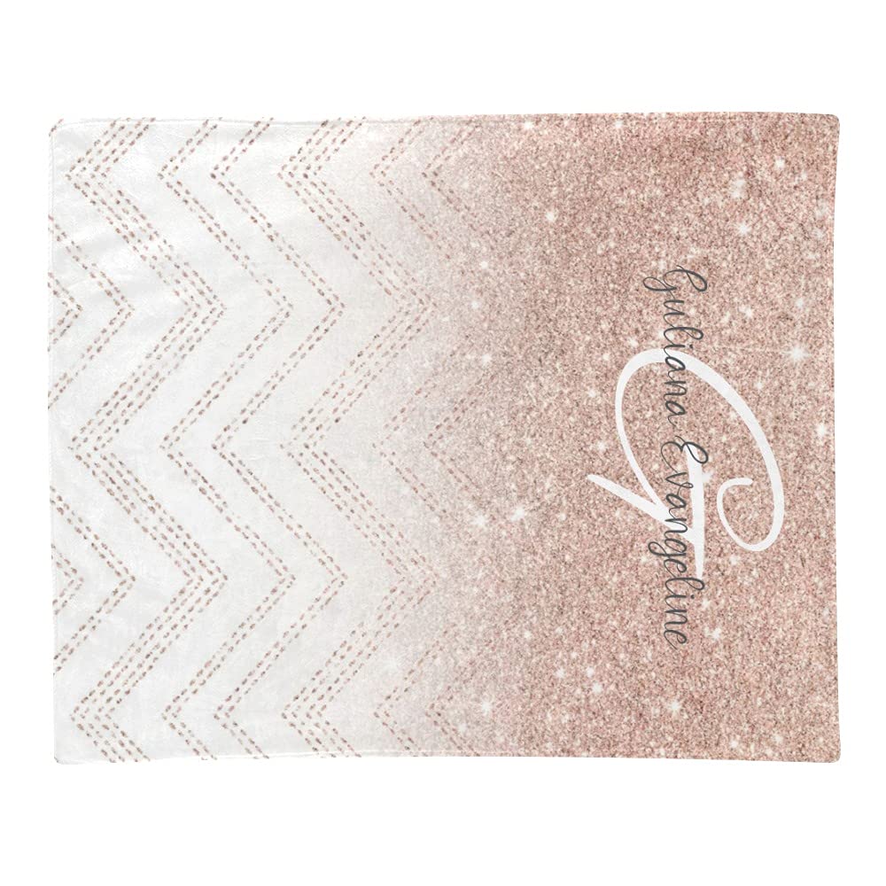 Personalized Rose Gold Chevron Fleece Throw Blanket - Custom Name & Birthday Gift - 50x60 Inches for Couch, Bed, Sofa - Cozy Gift for Boys, Girls & Teens - Perfect for Home Decor, Anniversary Presents & Winter Snuggling