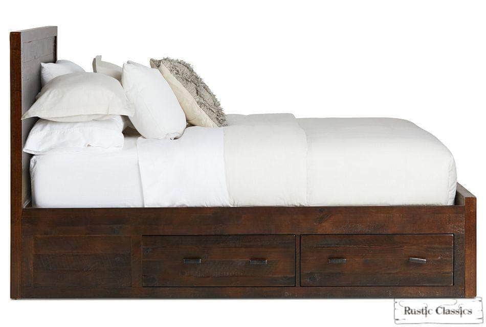 Whistler 5-Piece Reclaimed Wood Storage Platform Bedroom Set - Brown - Queen/King Size - Space-Saving Bedroom Furniture for Small Spaces & Modern Farmhouse Decor