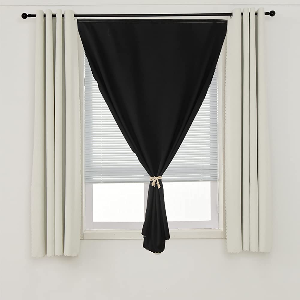 Jilron Autohesion Blackout Curtains for Windows - Thermal Insulated Darkening Drapes for Bedroom & Kitchen (1 Panel, 47W x 63L Inches, Black) - Perfect for Light Control, Privacy & Energy Efficiency