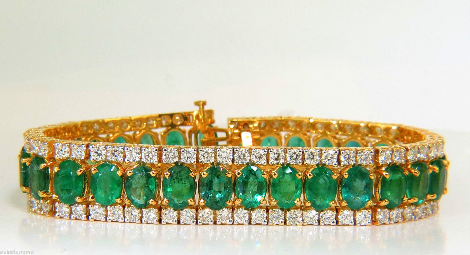32CT Natural Vivid Green Emerald Diamond Bracelet - G/VS Multirow Tennis Bracelet for Women, Perfect for Weddings, Parties & Special Occasions