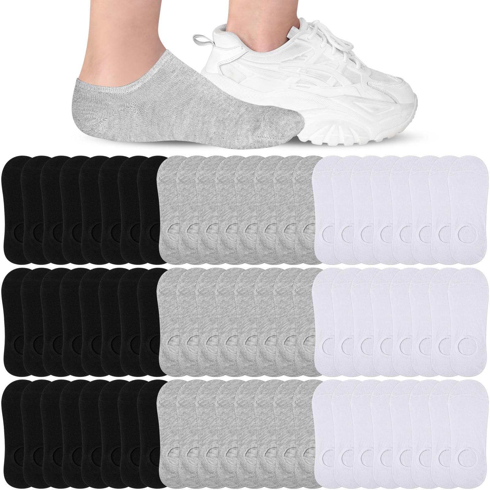 72 Pairs No Show Socks - Invisible Low Cut for Men & Women | Sports & Casual Wear