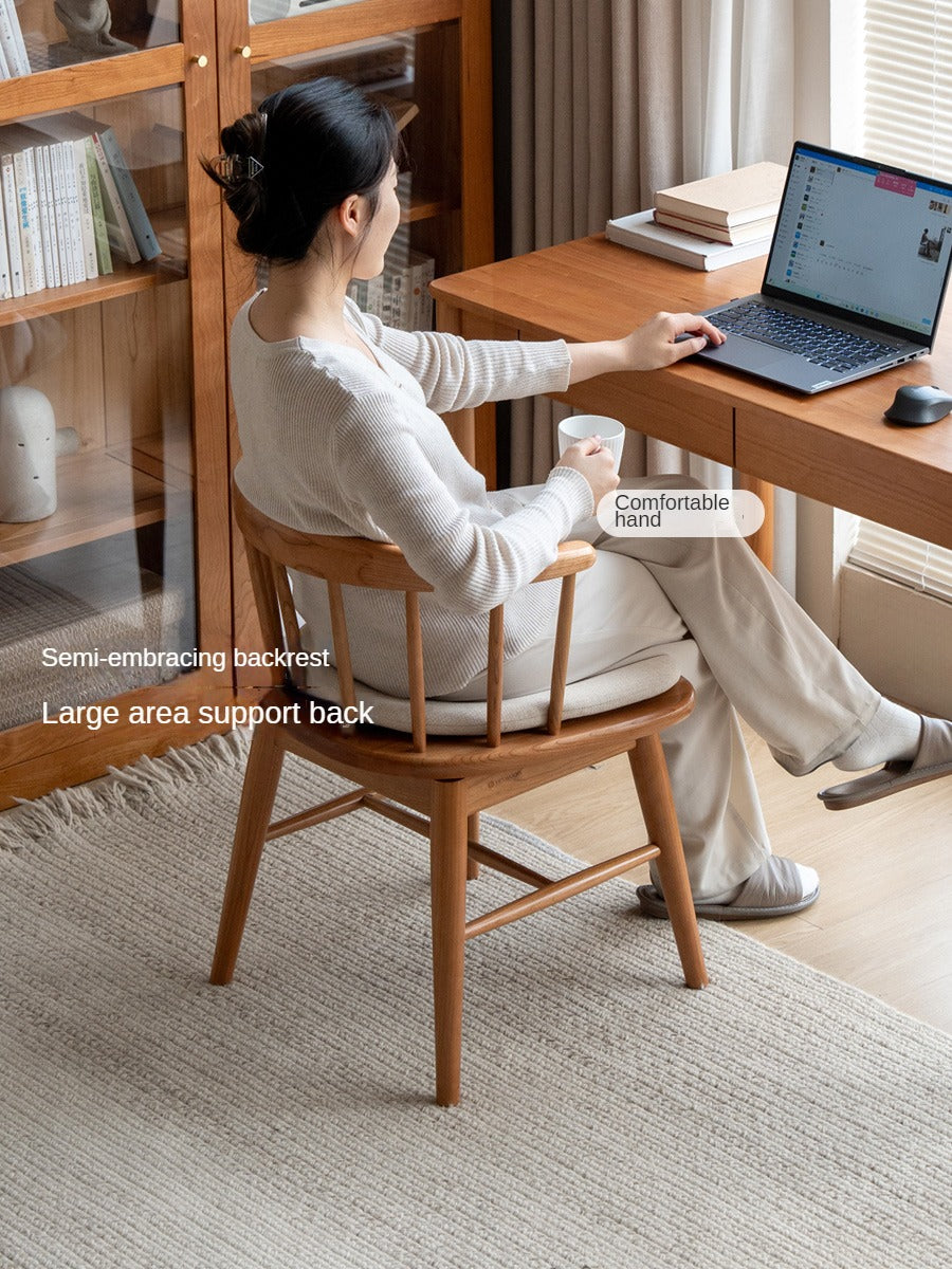 Solid Wood Swivel Chair in Oak, Black Walnut & Cherry Finish - Perfect for Home Office, Study Room & Executive Workspaces