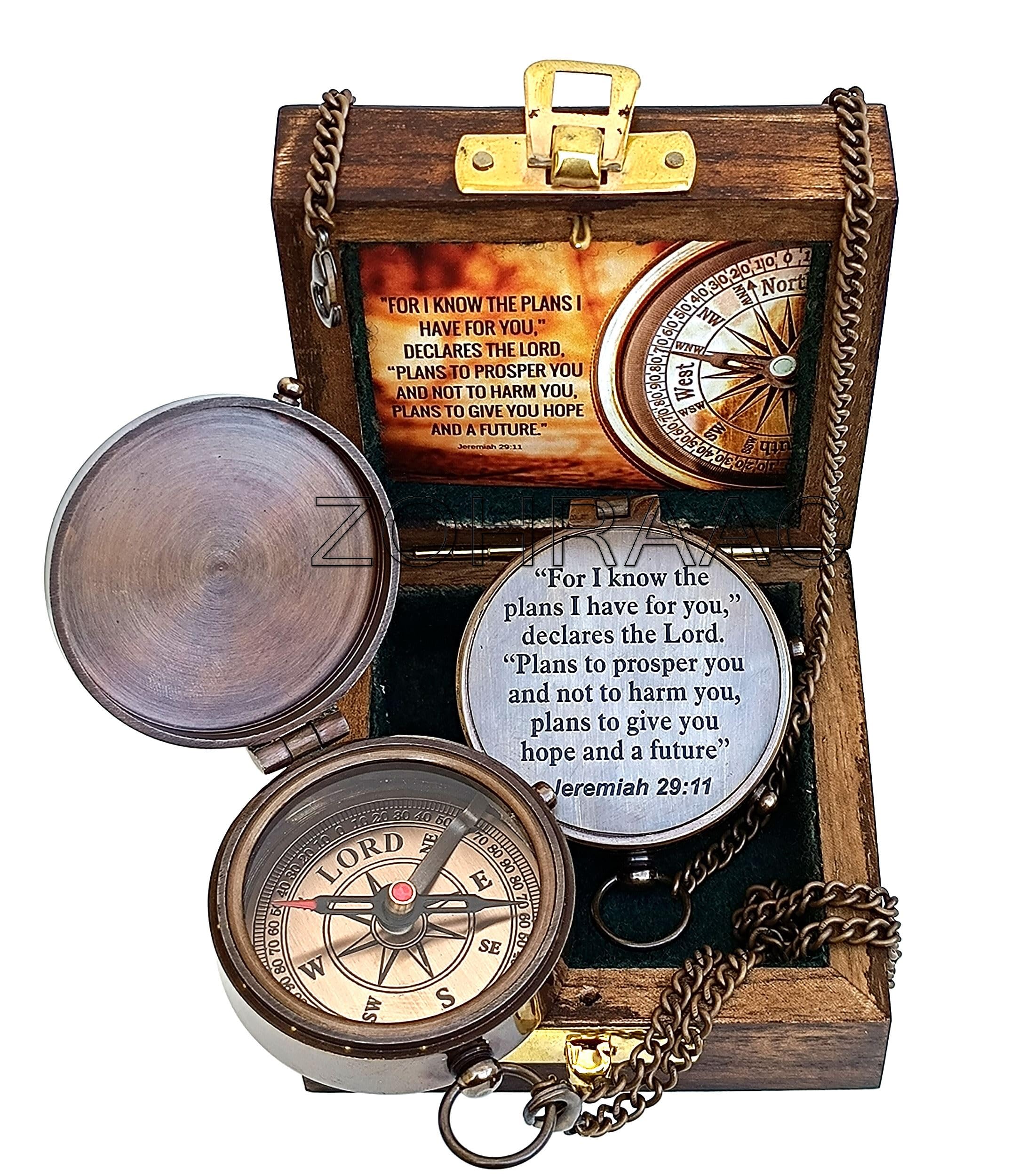 Religious Gifts for Men - Personalized Christian Compass with Jeremiah 29:11 Bible Verse - Inspirational Missionary & Easter Gifts for Teen Boys & Catholic Men - Perfect for Baptism, Confirmation & Spiritual Encouragement