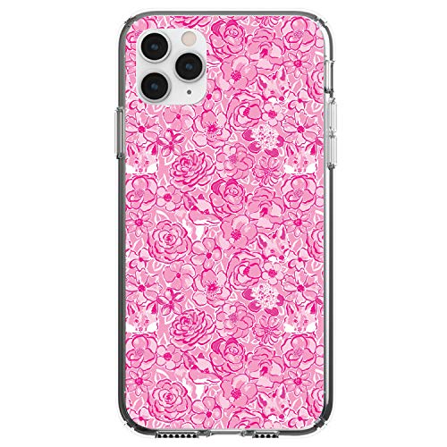 Preppy Pattern - Pink & White Flowers Floral On Clear Case