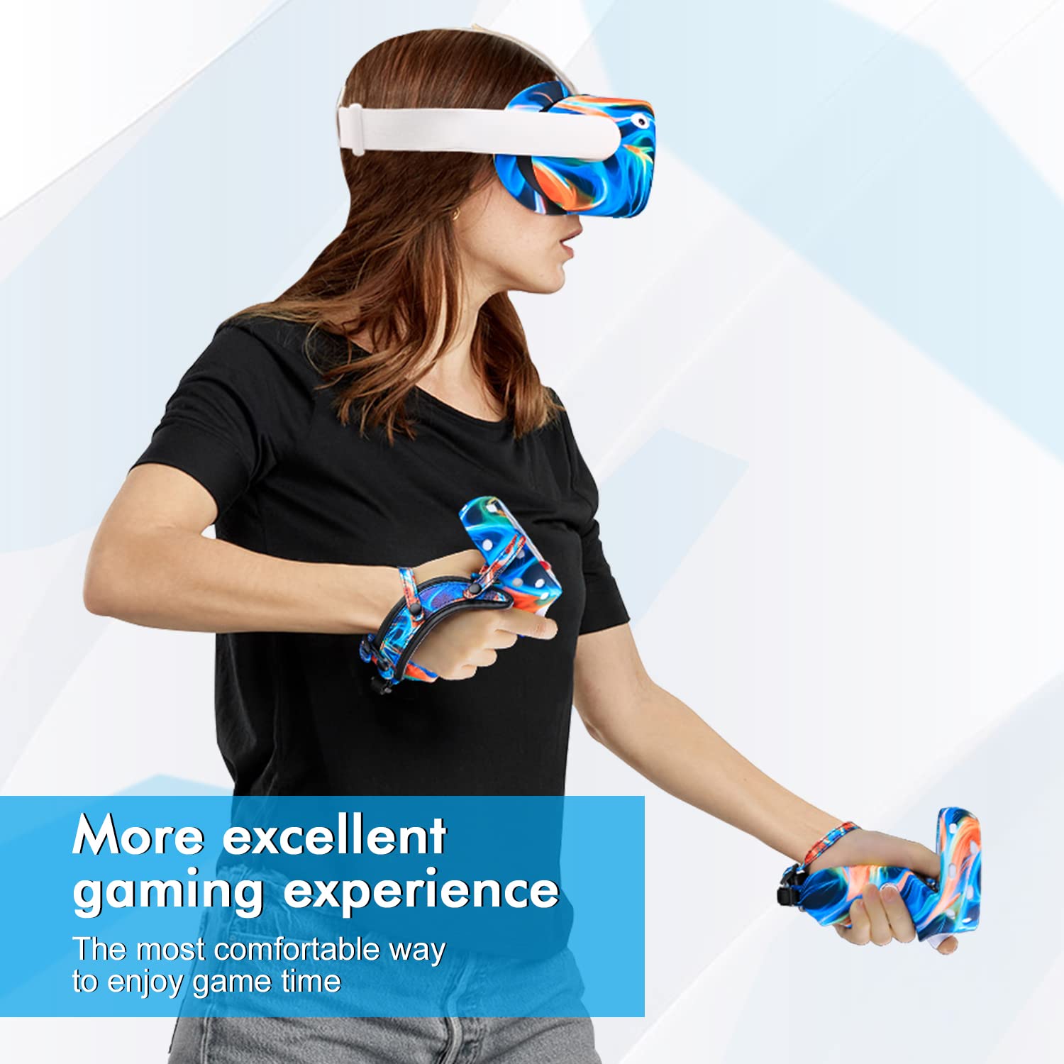 Relohas VR Accessory Set for Oculus Quest 2/Meta Quest 2 - Includes Controller Grip Leather Cover, VR Shell Cover & Face Cover - Perfect for Gaming, Virtual Reality & Holiday Gifts (Christmas, Halloween) - Aurora Series