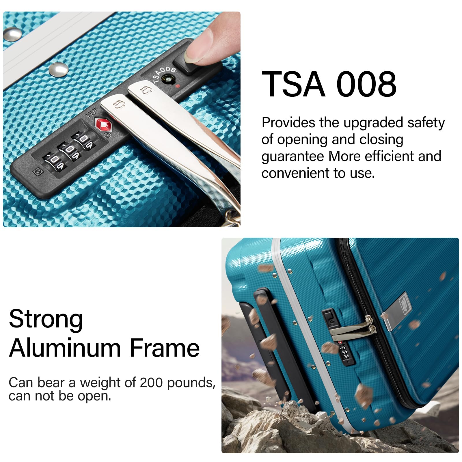 20 Inch Carry On Luggage with Wheels - PC Hard Shell Suitcase with Aluminum Frame & TSA Lock | Lightweight Travel Luggage for Men & Women | Perfect for Air Travel, Business Trips & Vacation | Caribbean Blue